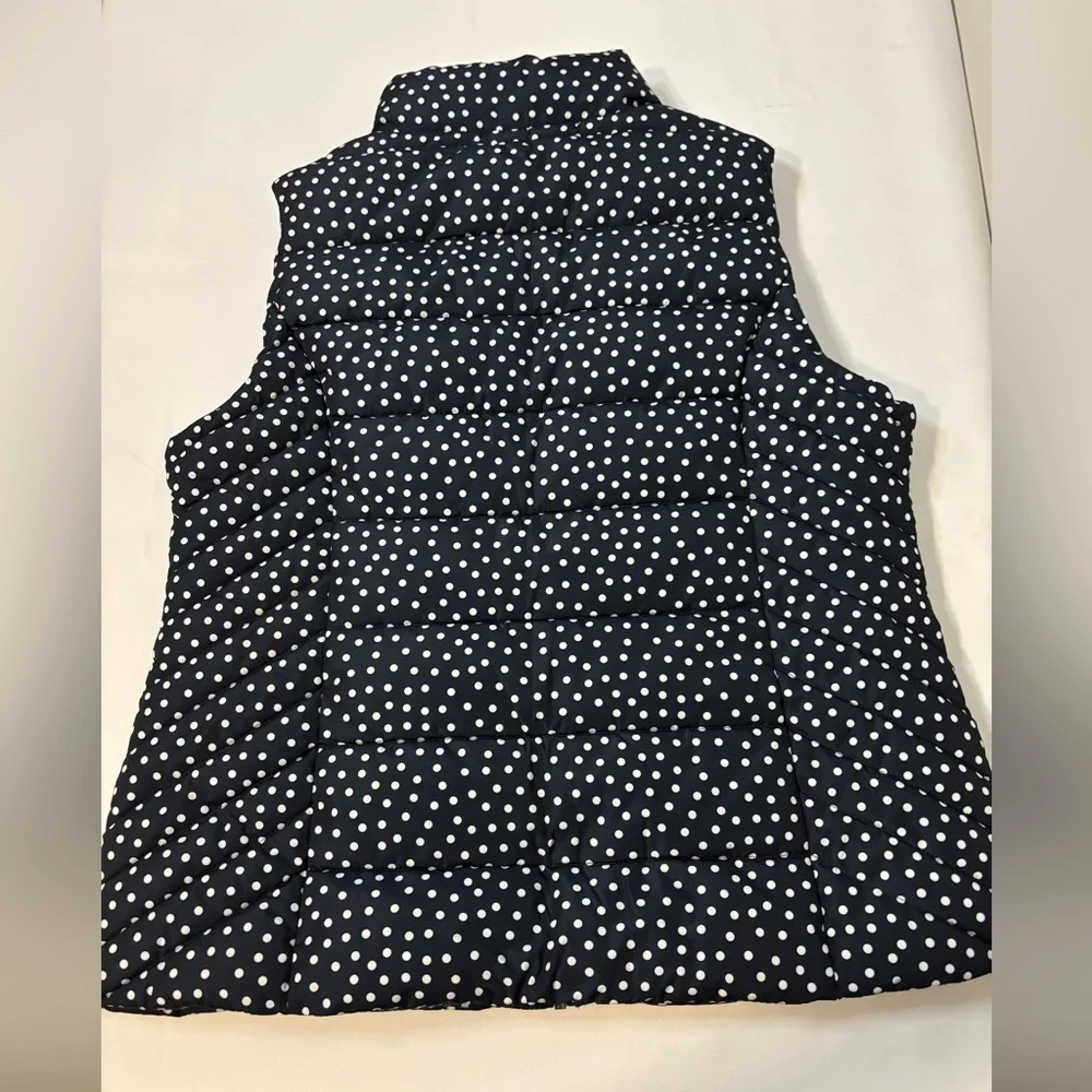 NEW WOMENS TOMMY HILFIGER NAVY BLUE AND WHITE POLKA DOT PUFFER VEST SZ L - Picture 14 of 15